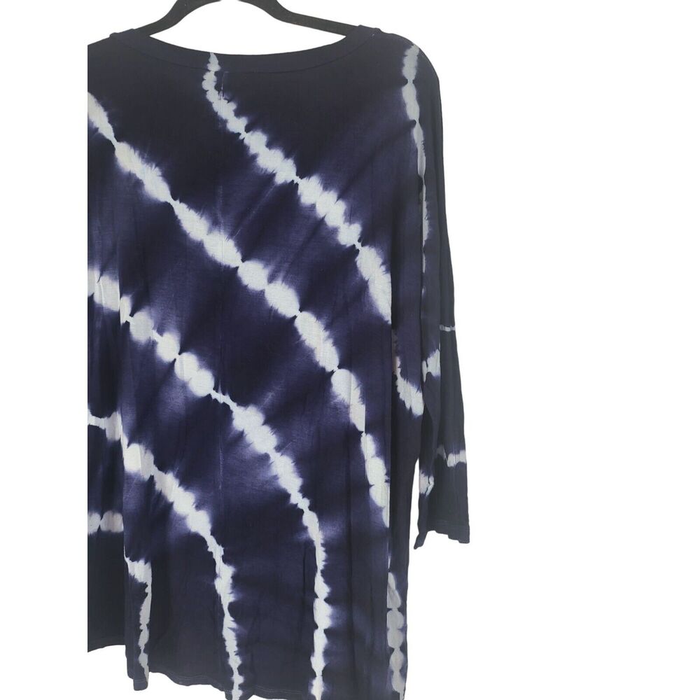 Maria Gabrielle Tie-Dye Top‎ L Womens Blue White Half Sleeve Crew Neck Pullover - Picture 10 of 10